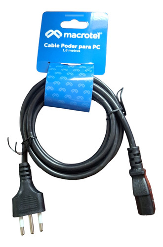 Cable De Poder Pc,1,8 Mt. Marca Chilena Macrotel Color Negro
