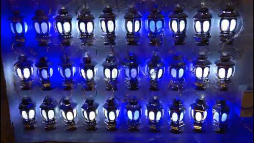 Imagen 1 de 2 de Serie Navideña De Faroles. Azul/blanca Led. 30 Focos.