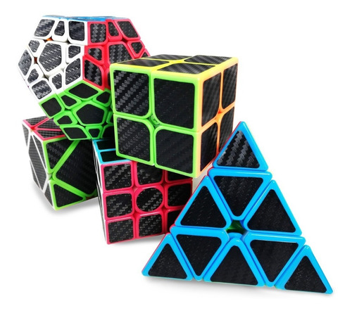 Pack 5 Cubos Z-cube Carbono 2x2 3x3 Megaminx Pyraminx Skewb