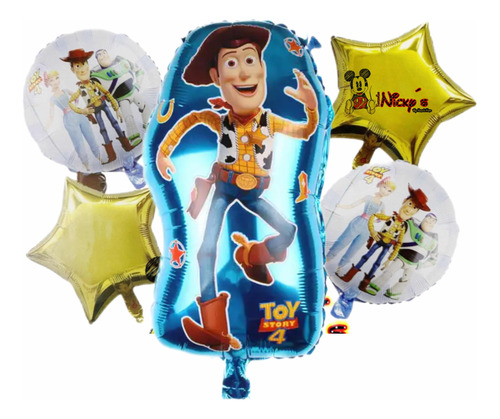 Set De 5 Globos De Woody Fiesta Infantil Cumpleaños