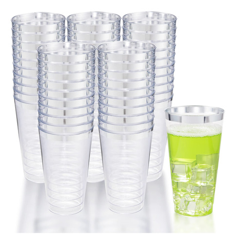 Vasos Plateados Desechables Elegancia Para Tus Fiestas. 16 O