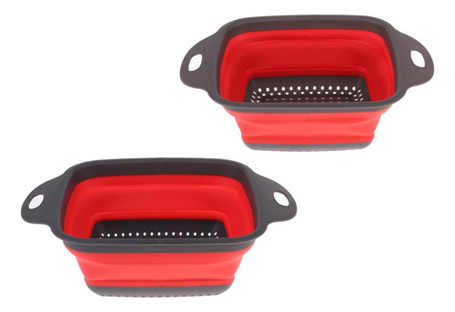 Juego De 2 Coladores Plegables Cuadrados De Silicona Aptos P