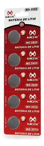 Pilha Bateria Botão Mox Cr 2025 3v Cartela Com 5 Unid