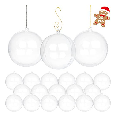 20 Bolas De Adornos Navideños Rellenables Transparente...