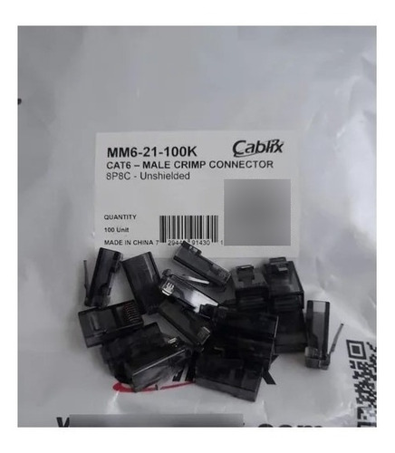 Conector De Crimpeado Modular Cat6, Rj45 Cablix Mm6-21-100k