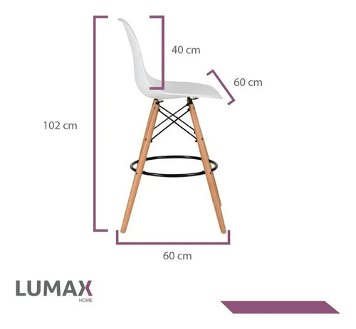 Set 4 Sillas Taburete De Bar Moderno Tipo Eames Respaldo Alt Estructura de la silla Multicolor Asiento Blanco