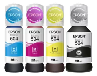 Kit 4 Refil Tinta T504 Epson L6161 L4150 L4160 L6191 L6171