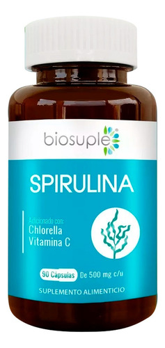 Alga Espirulina Pura Biosuple Nutrition SeriesProteínas  Detox Antiox 90 Caps 500mg Sin sabor