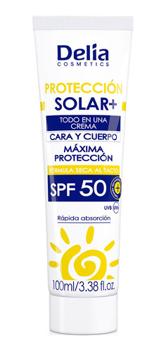 Protector Solar Delia Spf 50 - Uvb - Uva - Fórmula No Grasa