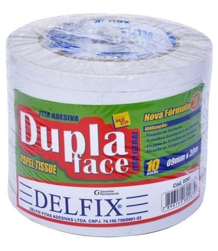 Fita Dupla Face Papel Tissue Delfix 09mmx30m C/10rls