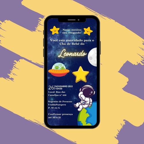 Convite Digital Chá De Bebê Astronauta