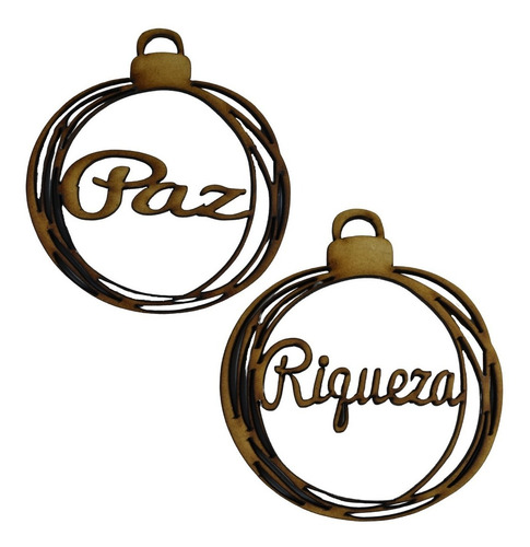 Set De Esferas 12 Deseos Madera Mdf (12 Pzas) Navidad 13cm