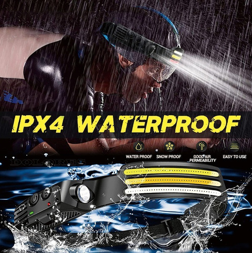 Lampara Recargable Headlamp Mano Led Tactica Sensor Linterna Blanco