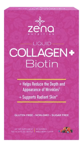 Zena Nutrition Colageno + Biotina Liquida 900ml 30oz Sabor Sin Sabor