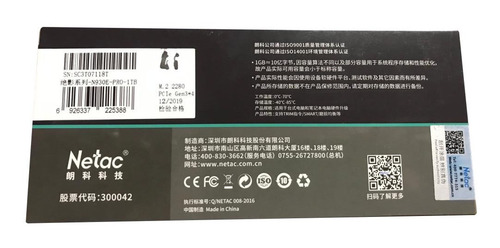 Ssd Netac 1 Tb , M2 Nvme Pci , Gen X 4 , Pró Gamer, Garantia