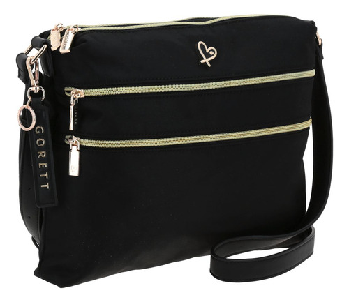 Bolso Gorétt Tipo Crossbody Textil Básico Gorétt Estela P25 Negro Lisa Oro Negro