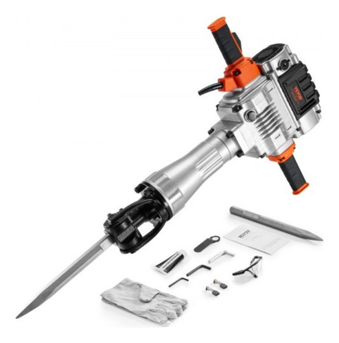 Martillo Demoledor De Hormigón De 2100 W Con 2 Brocas Concel Naranja-plateado