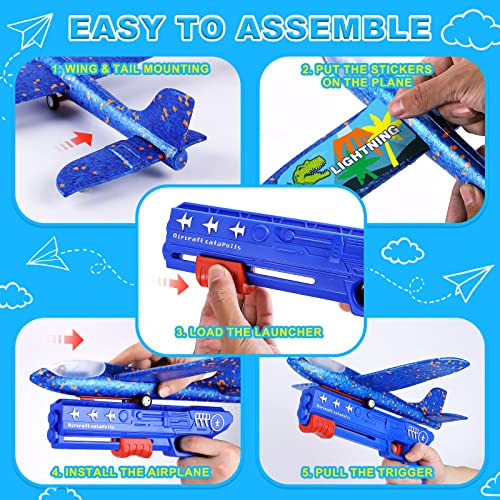 3 Pack Airplane Launcher Toys - Led Foam Airplane Glide...