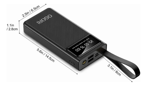 Power Bank Portatil 30000mah Dual Puerto Usb Con Linterna Negro