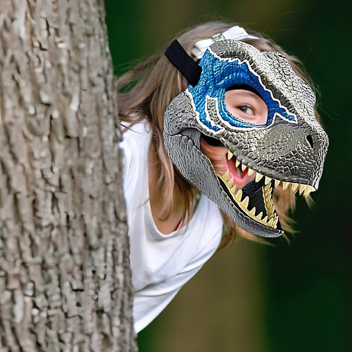 Máscara Bucal Móvil Velociraptor Dinosaur Color Azul /56