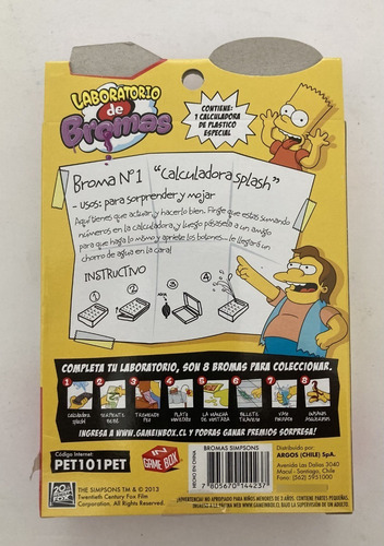 Juego De Mesa: The Simpsons. Broma, Calculadora Splash !!!
