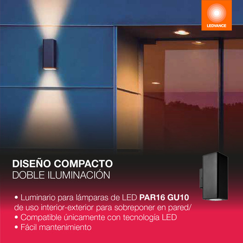 Pack X 4 Apl Pared Bidirecc Ledvance Cuadrado Gu10 Ip54