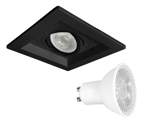 Embutido Recuado Quadrado Com Lâmpada Dicroica Led M1190lp Cor Preto