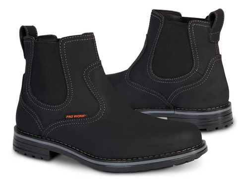 Bota Hombre Casual Vestir Botin Pro Work 89705 Coax Negro