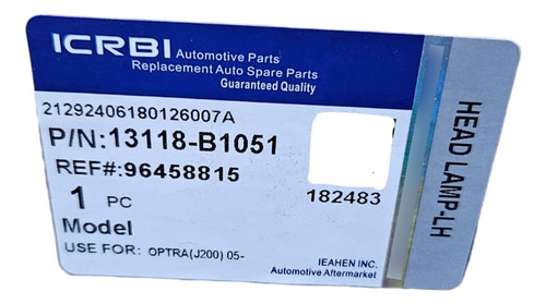 Faro Delantero Izquierdo Optra 1.8 Hatchback 2005-2008