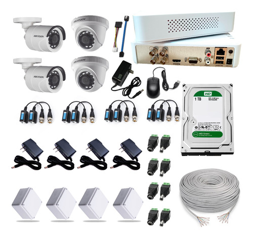 Cctv Hikvision Kit Dvr 4 Canal + 4 Camaras Seguridad+ D.d 1t