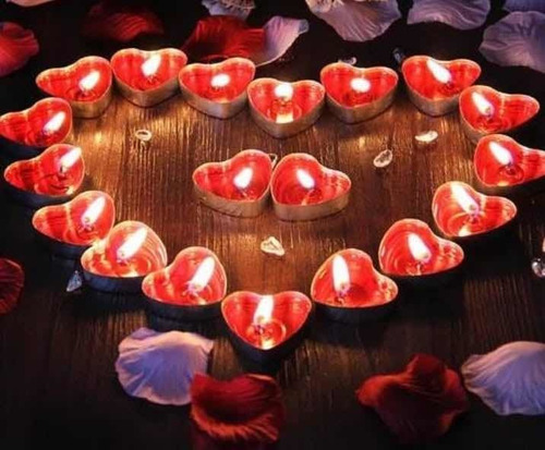 Velas Flotantes Corazón Color Rojo 10und Dia Amor 14 Febrero