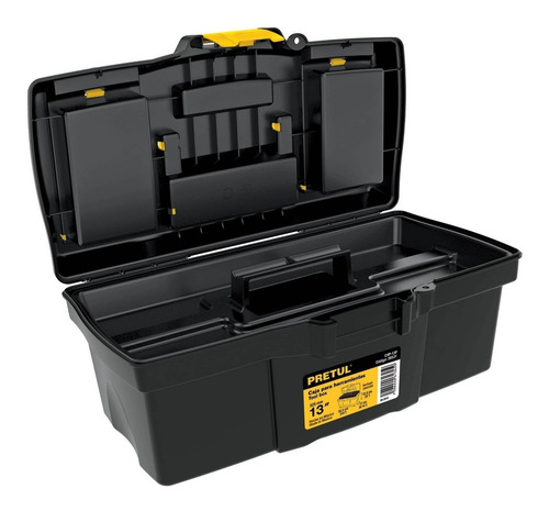 Caja de herramientas Pretul CHP-13CP de plástico 18cm x 33cm x 13cm negra