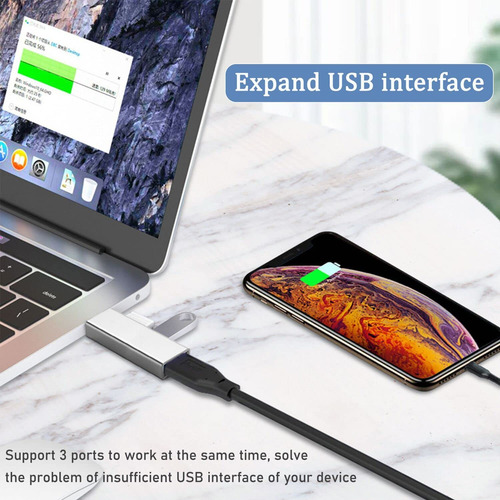 Concentrador Usb 3.0 De Aluminio De 3 Puertos Portatil