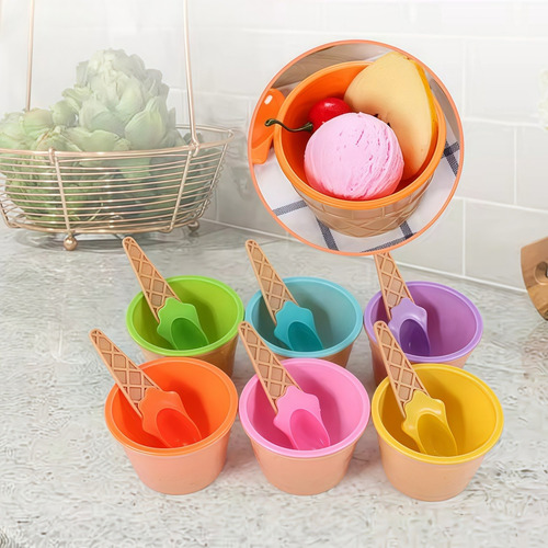 6 Tazones De Helado Reutilizables Para Niños
