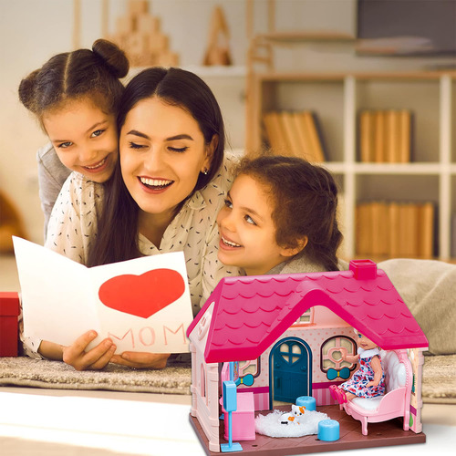 Camewin Casinha De Boneca Castelo Da Princesa Pet Parlour Com 1 Boneca 18.5*15*24.5cm