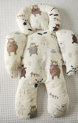 Colchón Y Reductor Para Huevito Y Coche De Bebé Oso Marrón, Gris Y Oso Panda