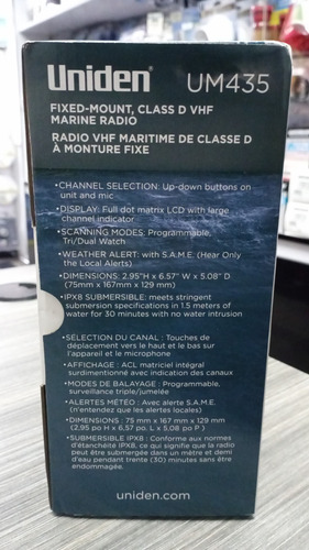 Radio Vhf Marino Uniden Um435 Fuera De Borda