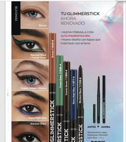 Lapiz Delineador Retractil Para Ojos Glimmerstick Avon Forest Green