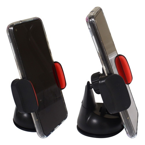 Soporte Porta Celular Universal Automovil Con Ventosa Negro/rojo