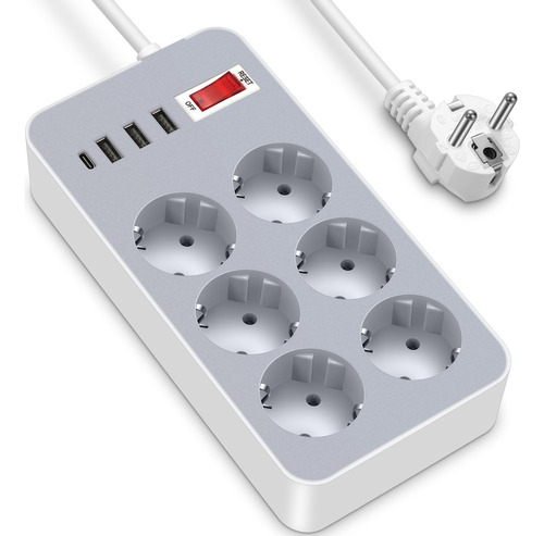 Power Strip 4 Con Alimentación Usb, Regleta De Enchufes Mult