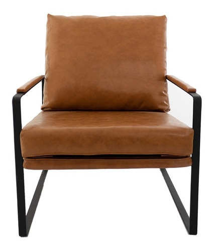 Imagem 2 de 4 de Poltrona Boss Pu Camarelo Com Base De Ferro