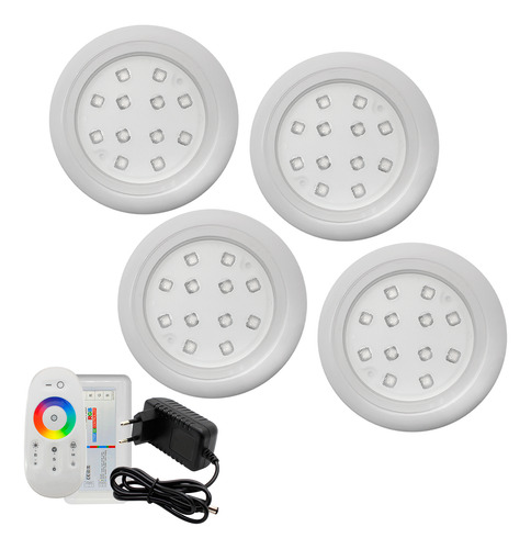 Kit Luminária Piscina 4 Superleds 18w + Módulo Rgb Com Fonte