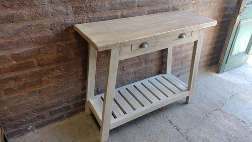 Imagen 4 de 10 de Mesa Arrime Vanitory Madera Reciclada Canadiense Patinada