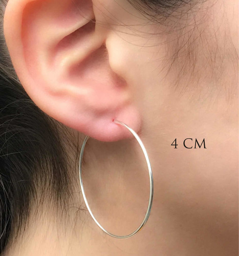 Aros Argollas Cubanos 4 Cm Plata 925 (nro 10)