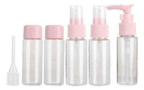 Neceser Kit Viaje 5 Frascos Dosificador Cosmeticos Recargabl