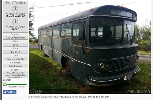 Onibus Monobloco O-362 Antigo Mercedes 77