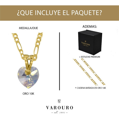Imagen 7 de 9 de Dije Corazón Oro Sólido 10k | Tornasol Amor + Cadena Regalo