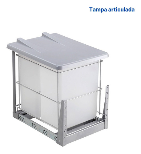 Lixeira Masutti dupla 6031 com tampa articulada Telescópica 18L cada