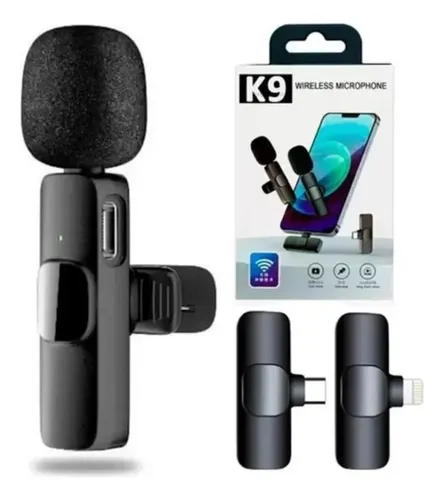 Micrófono K9 Inalámbrico  2 En 1 De Solapa  iPhone O Tipo C