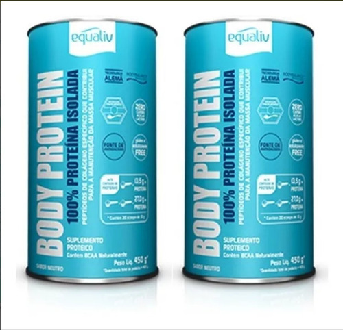 2 X Body Protein Equaliv Peptídeos Colágeno Bcaa 450g